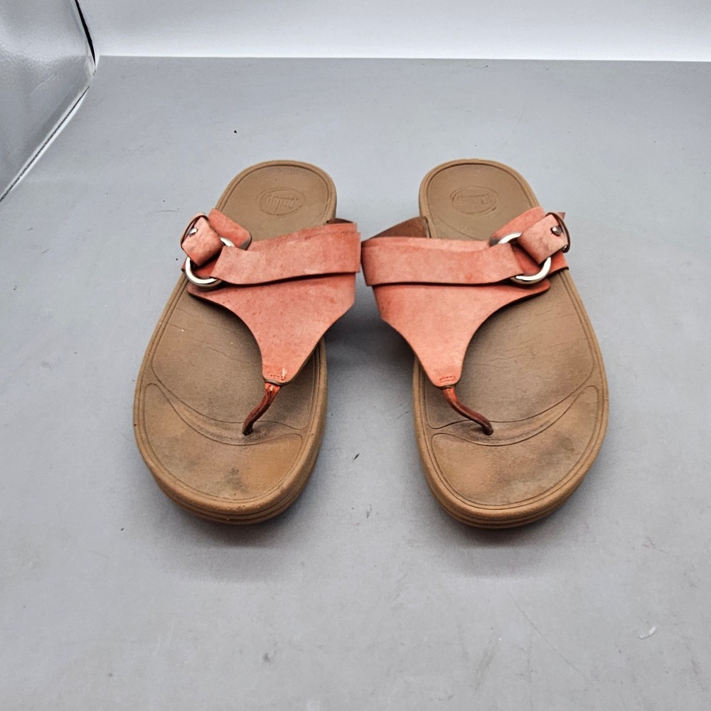 FitFlop Pietra Coral  Nubuck Leather Microwobbleboard Thong Sandals Womens 11